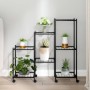 Soporte para flores con ruedas hierro negro 83x25x83,5 cm de vidaXL, Soportes para macetas - Ref: Foro24-343130, Precio: 53,6...
