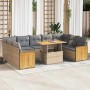 Set sofás jardín y cojines 10 pzas ratán sintético acacia beige en Conjuntos de jardín | Comprar online en Foru.es
