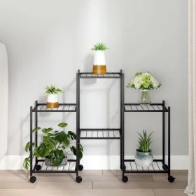 Soporte para flores con ruedas hierro negro 83x25x63,5 cm de vidaXL, Soportes para macetas - Ref: Foro24-343126, Precio: 45,6...