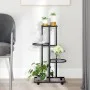 Soporte para flores 4 alturas y ruedas hierro negro 44x23x80 cm de vidaXL, Soportes para macetas - Ref: Foro24-343115, Precio...