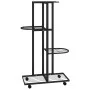 Soporte para flores 4 alturas y ruedas hierro negro 44x23x80 cm de vidaXL, Soportes para macetas - Ref: Foro24-343115, Precio...