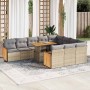 Set sofás jardín y cojines 11 pzas ratán sintético acacia beige en Conjuntos de jardín | Comprar online en Foru.es