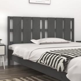 Cabecero de cama madera maciza de pino gris 165,5x4x100 cm de vidaXL, Cabeceros y pies de cama - Ref: Foro24-818002, Precio: ...