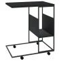 Mesa auxiliar con ruedas madera ingeniería negra 55x36x63,5 cm de vidaXL, Mesas de centro - Ref: Foro24-343109, Precio: 40,00...