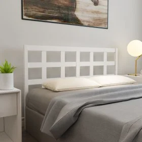 Solid white pine wood bed headboard 145.5x4x100 cm by vidaXL, Headboards and footboards - Ref: Foro24-817891, Price: 33,02 €,...