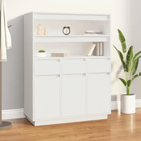 Aparador alto de madera maciza de pino blanco 89x40x116,5 cm de vidaXL, Aparadores - Ref: Foro24-818216, Precio: 198,92 €, De...