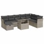 Set muebles jardín 9 pzas y cojines ratán sintético gris claro en Conjuntos de jardín | Comprar online en Foru.es