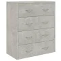 Aparador con 4 cajones gris hormigón 60x30,5x71 cm de vidaXL, Aparadores - Ref: Foro24-342578, Precio: 95,60 €, Descuento: %