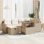 Set sofás de jardín 7 piezas y cojines ratán sintético beige en Conjuntos de jardín | Comprar online en Foru.es