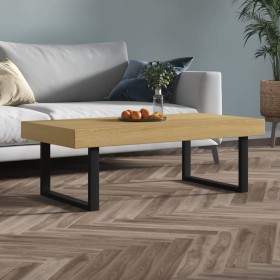 Mesa de centro MDF y hierro marrón claro y negro 120x60x40 cm en Mesas de centro | Comprar online en Foru.es
