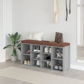 Banco zapatero madera contrachapada gris Sonoma 103x30x48 cm by vidaXL, Benches for halls and storage - Ref: Foro24-342613, P...