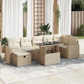 Set de sofás de jardín y cojines 8 piezas ratán sintético beige en Conjuntos de jardín | Comprar online en Foru.es