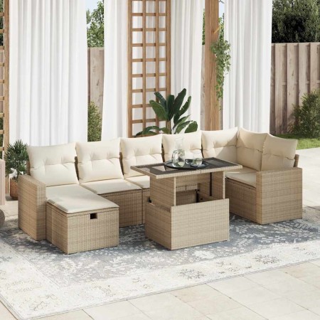 Set de sofás de jardín y cojines 8 piezas ratán sintético beige en Conjuntos de jardín | Comprar online en Foru.es