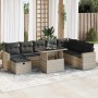 Set muebles jardín 9 pzas y cojines ratán sintético gris claro en Conjuntos de jardín | Comprar online en Foru.es