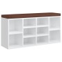 Banco zapatero madera contrachapada blanco brillo 103x30x48 cm de vidaXL, Bancos para recibidores y almacenamiento - Ref: For...