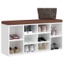 Banco zapatero madera contrachapada blanco brillo 103x30x48 cm de vidaXL, Bancos para recibidores y almacenamiento - Ref: For...
