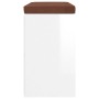 Banco zapatero madera contrachapada blanco brillo 103x30x48 cm de vidaXL, Bancos para recibidores y almacenamiento - Ref: For...
