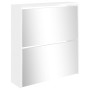 Mueble zapatero con espejo 2 niveles blanco brillo 63x17x67 cm de vidaXL, Zapateros y organizadores de calzado - Ref: Foro24-...
