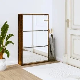 Mueble zapatero y espejo 3 niveles roble ahumado 63x17x102,5 cm de vidaXL, Zapateros y organizadores de calzado - Ref: Foro24...