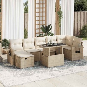 Set de sofás de jardín y cojines 8 piezas ratán sintético beige en Conjuntos de jardín | Comprar online en Foru.es