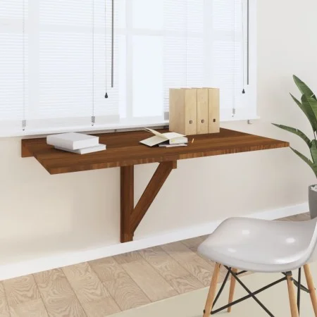 Oak brown plywood folding wall table 100x60x56 cm by vidaXL, Folding tables - Ref: Foro24-342652, Price: 82,17 €, Discount: %
