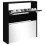 Mueble zapatero con espejo 2 niveles negro 63x17x67 cm de vidaXL, Zapateros y organizadores de calzado - Ref: Foro24-342629, ...