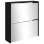 Mueble zapatero con espejo 2 niveles negro 63x17x67 cm de vidaXL, Zapateros y organizadores de calzado - Ref: Foro24-342629, ...