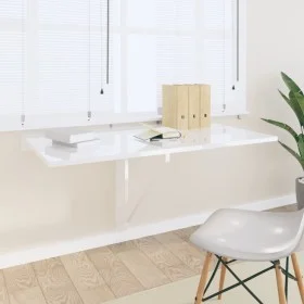 Weißer glänzender Sperrholz-Klapptisch 100x60x56 cm von vidaXL, Klapptische - Ref: Foro24-342649, Preis: 75,23 €, Rabatt: %