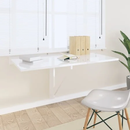 Mesa de pared plegable contrachapada blanco brillo 100x60x56 cm de vidaXL, Mesas plegables - Ref: Foro24-342649, Precio: 75,2...