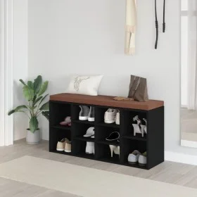 Black plywood shoe bench 103x30x48 cm by vidaXL, Benches for halls and storage - Ref: Foro24-342609, Price: 114,95 €, Discoun...