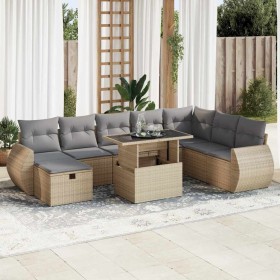 Set de sofás de jardín con cojines 9 pzas ratán sintético beige en Conjuntos de jardín | Comprar online en Foru.es