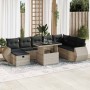 Set muebles jardín 9 pzas y cojines ratán sintético gris claro en Conjuntos de jardín | Comprar online en Foru.es