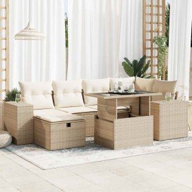 Set de sofás de jardín y cojines 8 piezas ratán sintético beige en Conjuntos de jardín | Comprar online en Foru.es