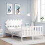 Estructura de cama con cabecero madera maciza blanco 120x200 cm de vidaXL, Camas y somieres - Ref: Foro24-3193462, Precio: 12...