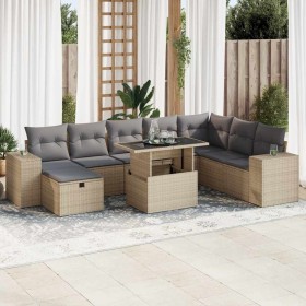 Set de sofás de jardín con cojines 9 pzas ratán sintético beige en Conjuntos de jardín | Comprar online en Foru.es