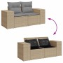 Set de sofás de jardín con cojines 9 pzas ratán sintético beige en Conjuntos de jardín | Comprar online en Foru.es