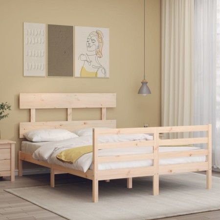 Estructura de cama con cabecero madera maciza 120x200 cm de vidaXL, Camas y somieres - Ref: Foro24-3195086, Precio: 107,63 €,...