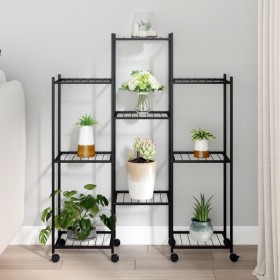 Soporte para flores con ruedas hierro negro 83x25x100 cm de vidaXL, Soportes para macetas - Ref: Foro24-343124, Precio: 59,96...