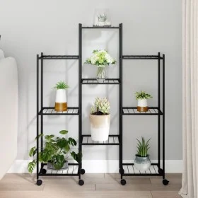 Soporte para flores con ruedas hierro negro 83x25x100 cm de vidaXL, Soportes para macetas - Ref: Foro24-343124, Precio: 58,87...