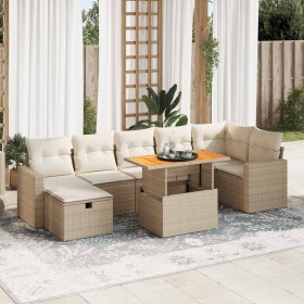 Set sofás jardín y cojines 5 pzas ratán sintético acacia beige en Conjuntos de jardín | Comprar online en Foru.es