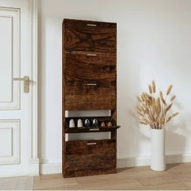 Mueble zapatero madera contrachapada roble ahumado 59x17x169 cm de vidaXL, Zapateros y organizadores de calzado - Ref: Foro24...