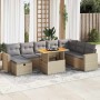 Set sofás jardín y cojines 9 pzas ratán sintético acacia beige en Conjuntos de jardín | Comprar online en Foru.es