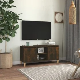 Mesita de noche patas madera maciza roble ahumado 103,5x35x50cm de vidaXL, Muebles TV - Ref: Foro24-813158, Precio: 55,41 €, ...