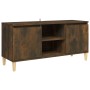 Mesita de noche patas madera maciza roble ahumado 103,5x35x50cm de vidaXL, Muebles TV - Ref: Foro24-813158, Precio: 56,35 €, ...