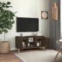 Mesita de noche patas madera maciza roble ahumado 103,5x35x50cm de vidaXL, Muebles TV - Ref: Foro24-813158, Precio: 56,35 €, ...