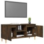 Mesita de noche patas madera maciza roble ahumado 103,5x35x50cm de vidaXL, Muebles TV - Ref: Foro24-813158, Precio: 56,35 €, ...