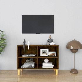 Mueble de TV patas de madera maciza roble ahumado 69,5x30x50 cm de vidaXL, Muebles TV - Ref: Foro24-813146, Precio: 37,67 €, ...