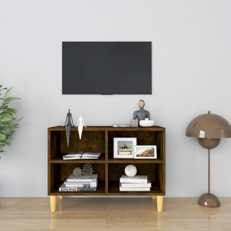 Mueble de TV patas de madera maciza roble ahumado 69,5x30x50 cm de vidaXL, Muebles TV - Ref: Foro24-813146, Precio: 37,67 €, ...