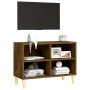 Mueble de TV patas de madera maciza roble ahumado 69,5x30x50 cm de vidaXL, Muebles TV - Ref: Foro24-813146, Precio: 37,67 €, ...