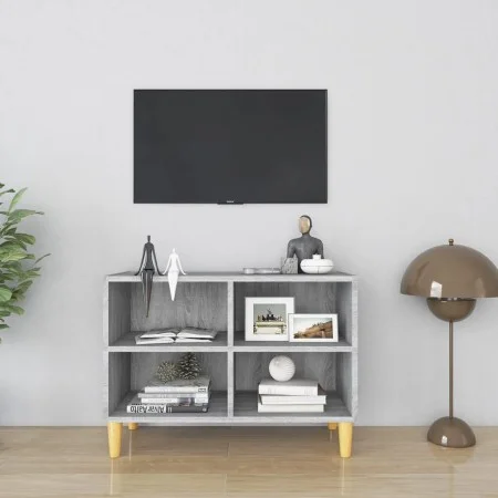 Mueble de TV patas madera maciza gris Sonoma 69,5x30x50 cm de vidaXL, Muebles TV - Ref: Foro24-813147, Precio: 38,41 €, Descu...